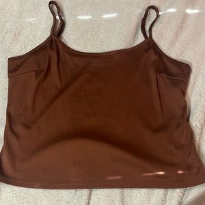 brown cropped tank, size large, no boundaries
